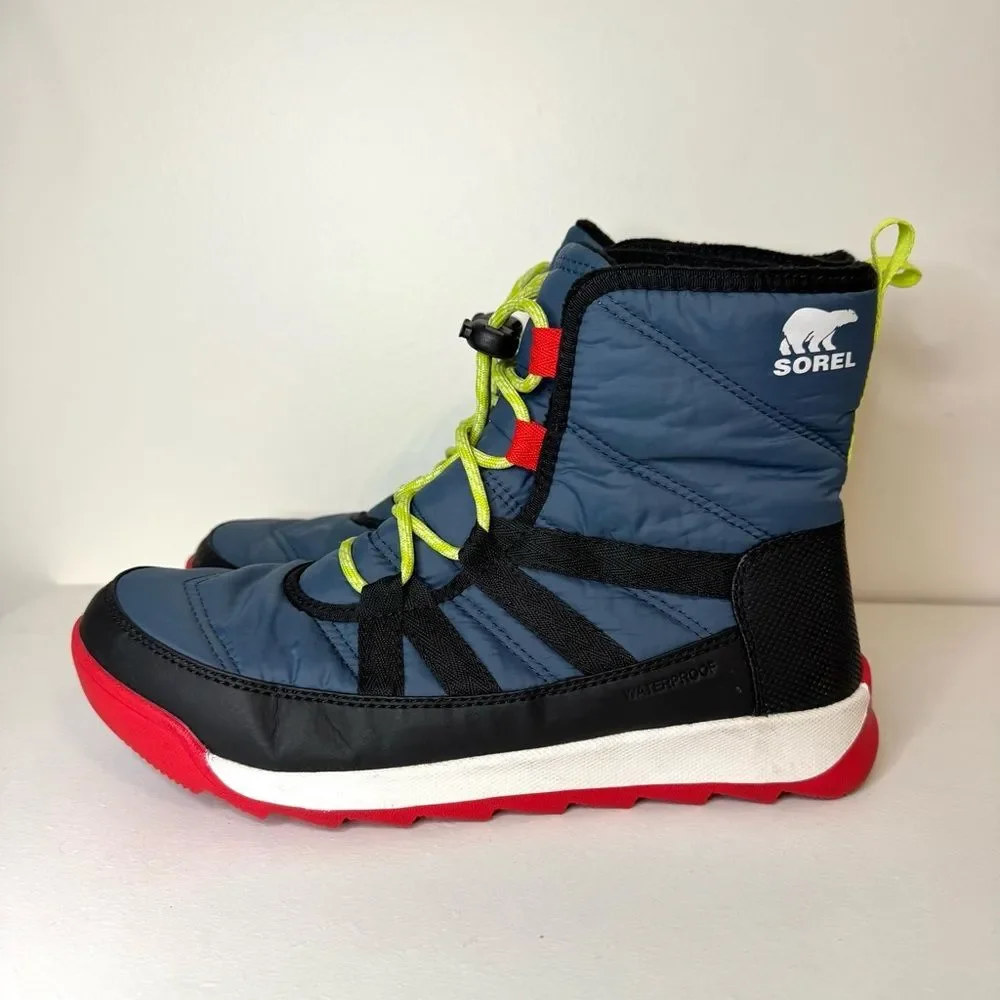Sorel Whitney II Kids/Boys Snow Boots - Blue and Red | Size 7